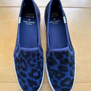 Keds Kate Spade Blue Leopard Shoes Size 8